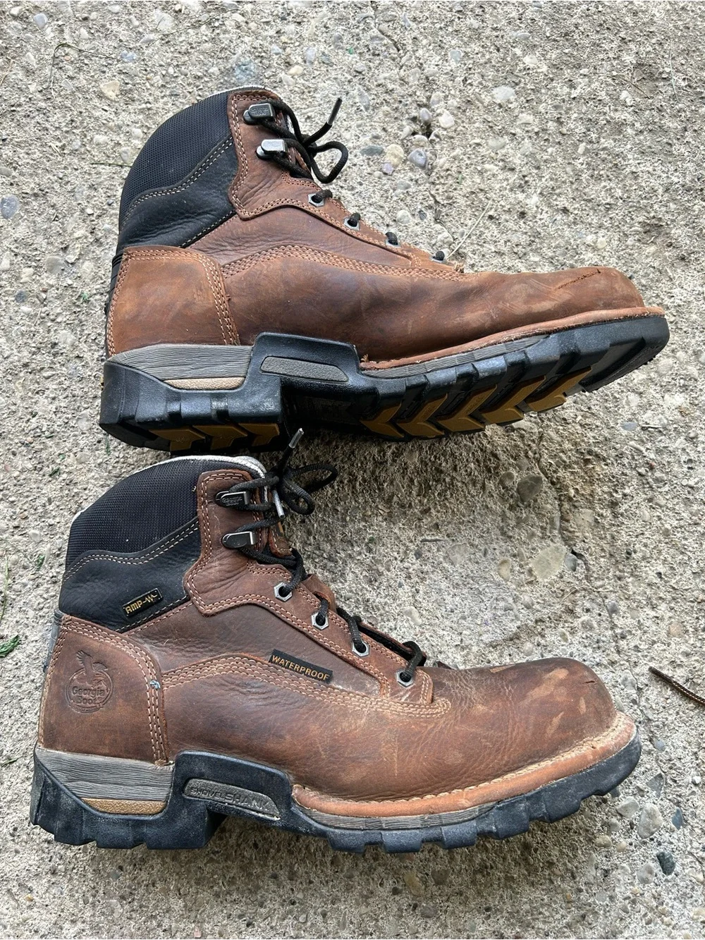 Georgia Men's Brown Leather Work Boots - Lace-Up  Sz 11 M